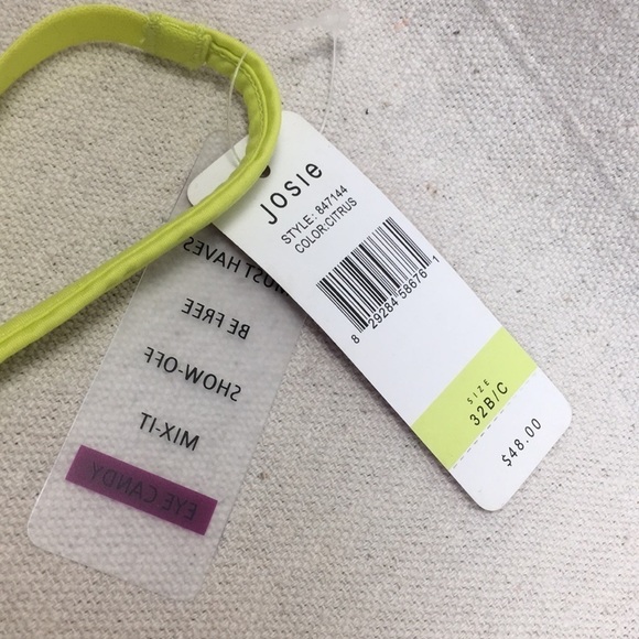 Josie Natori Bardot Lace Bra citrus Yellow  32b/c - Picture 6 of 11